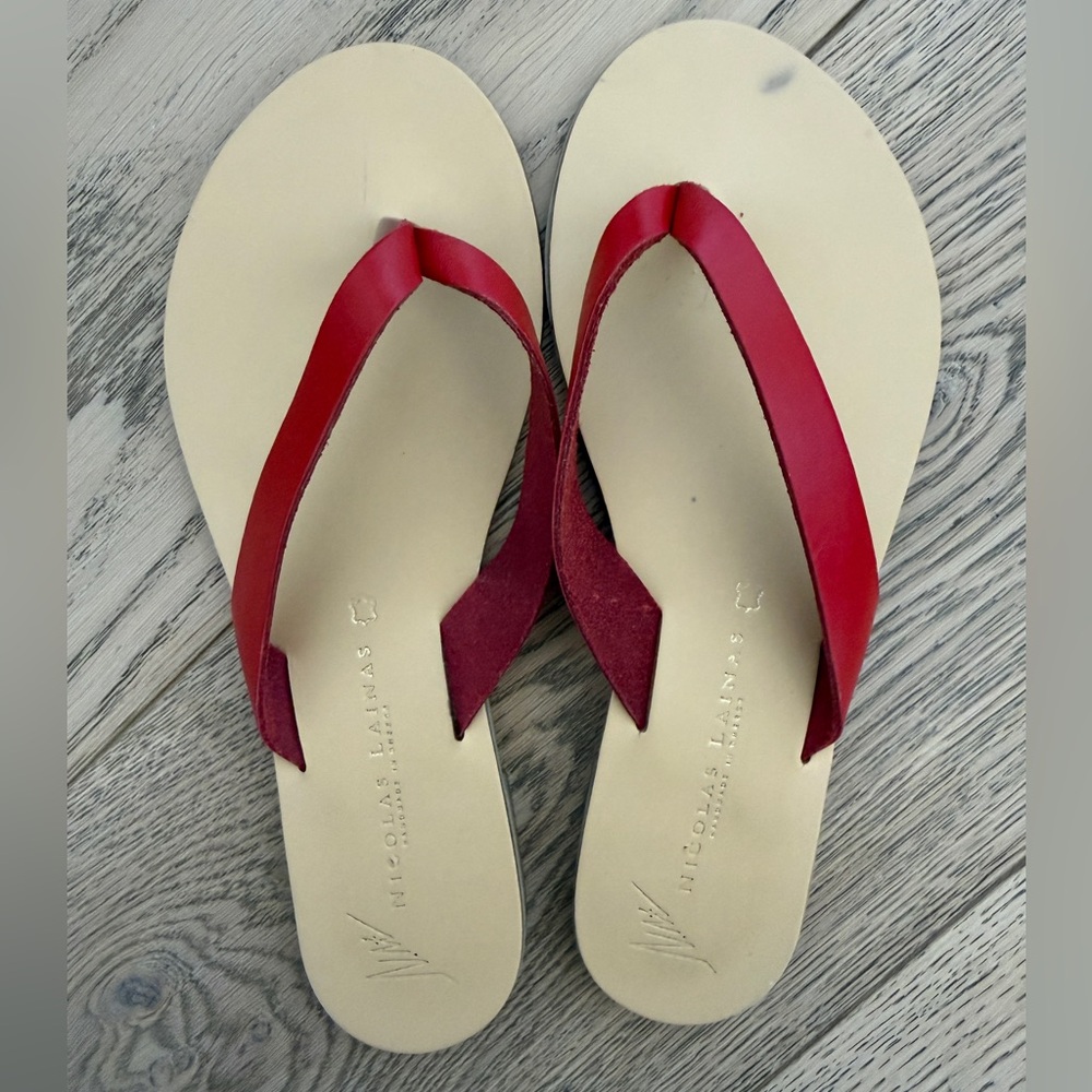 Nicolas Lainas Greek leather sandals Greece Women's Sandals red 38